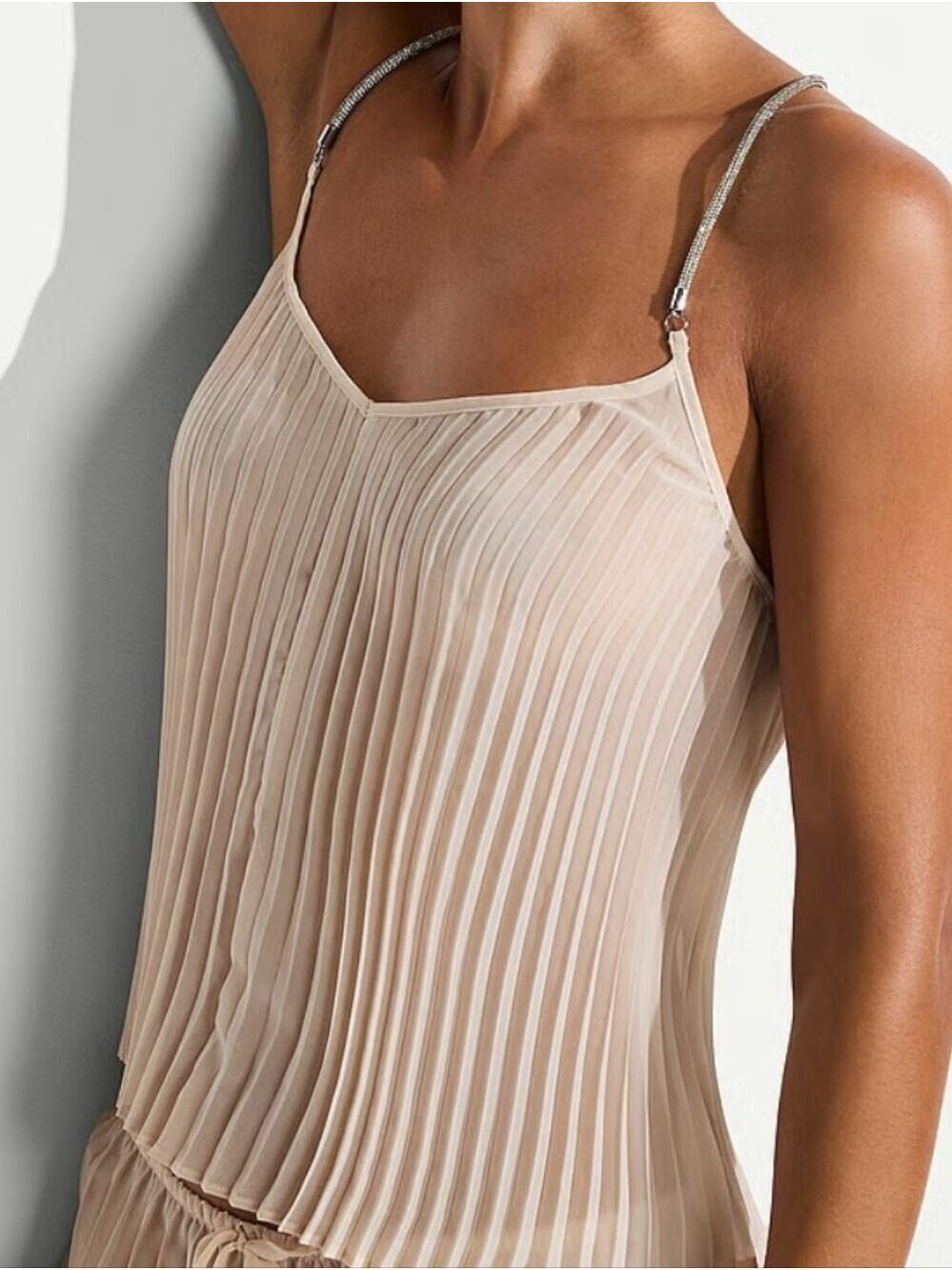 Victoria's Secret Swim Beachwear Shine Rope Pleated Chiffon Top Sz Med NWT
